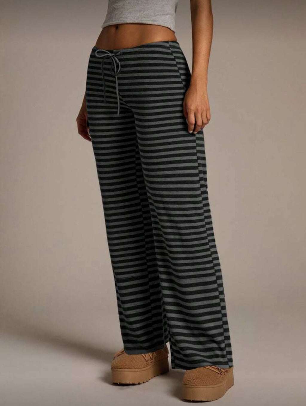Women’s Striped Wide Leg Flared Casual Pants