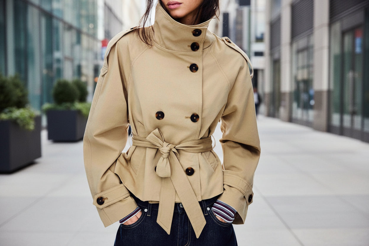 Women’s Lace-Up Waist Trench Coat