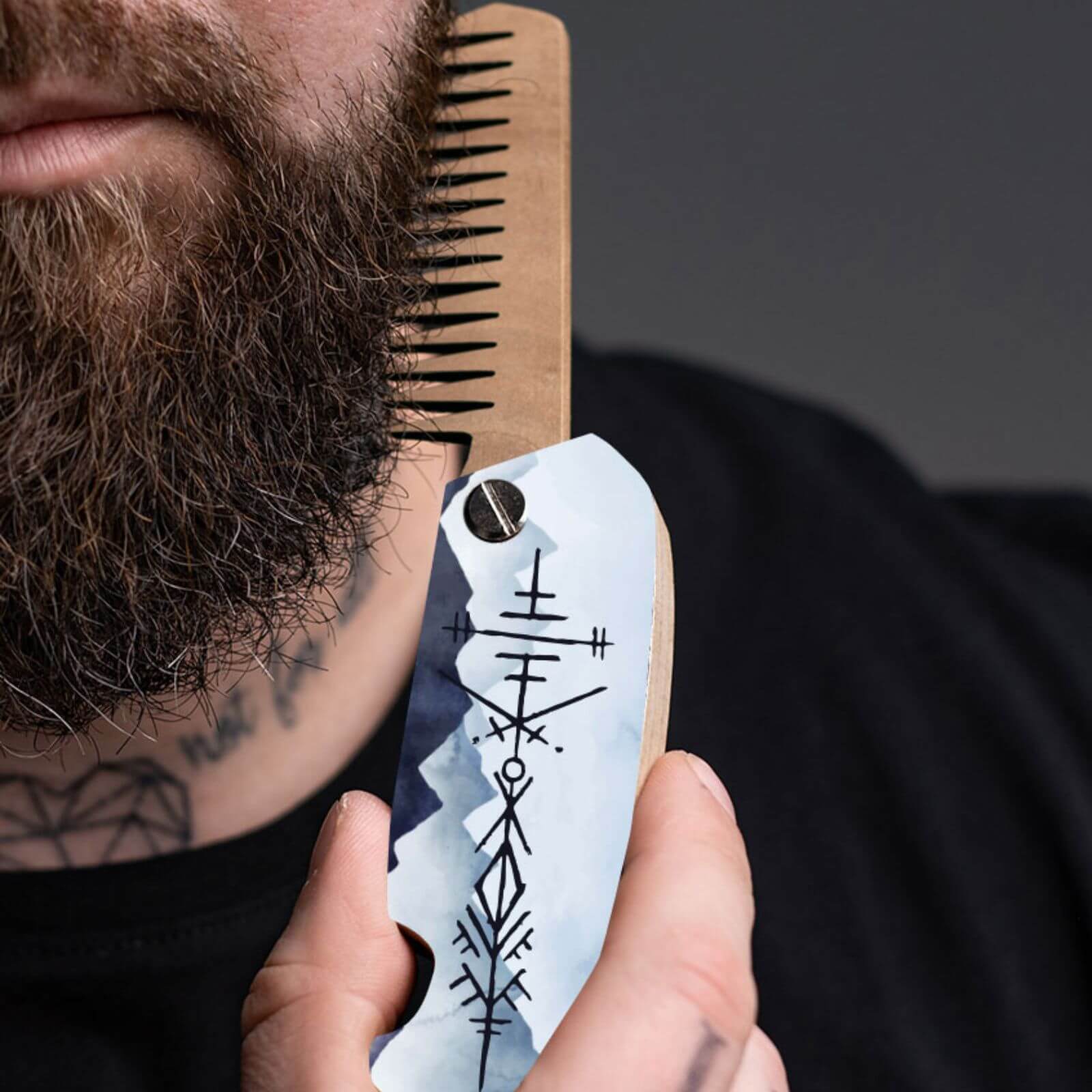 Wooden Beard Comb - Magic Circle