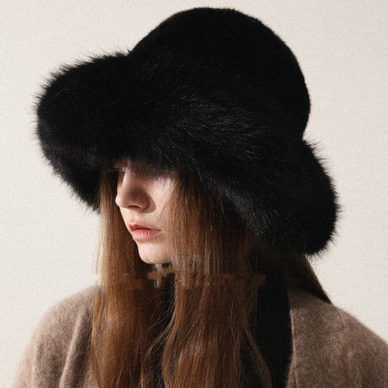 Women’s Oversized Furry Fisherman Hat – Mongolian Style Winter Hat