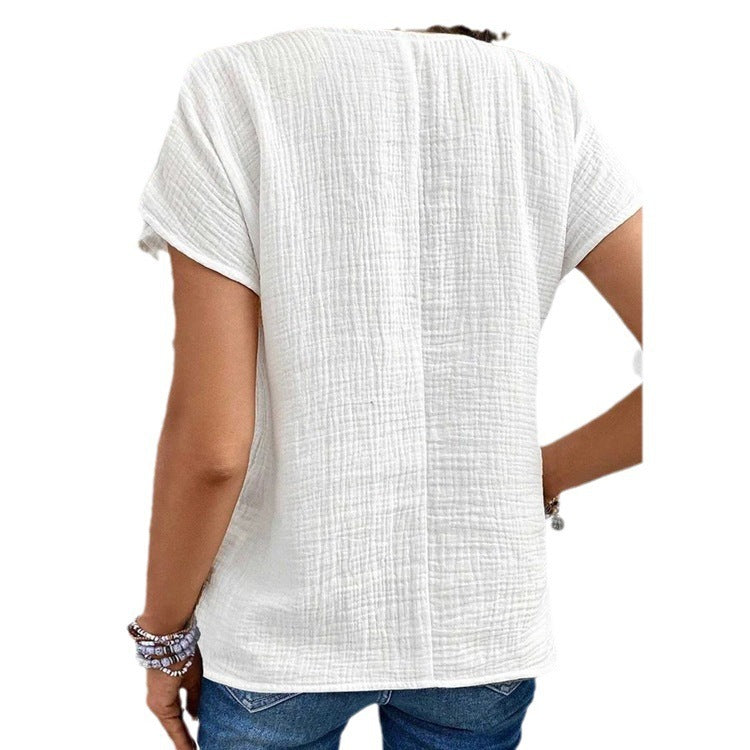 🌞 Women's Summer Solid Color Short-Sleeved Button Cardigan Top