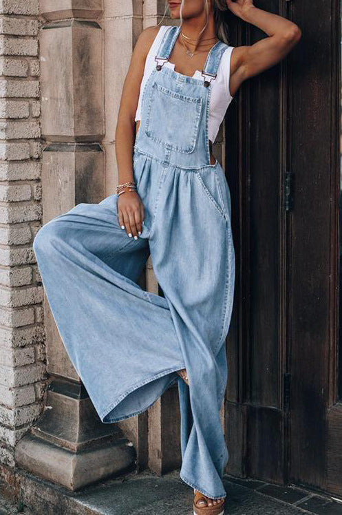 Women’s wide leg denim overalls