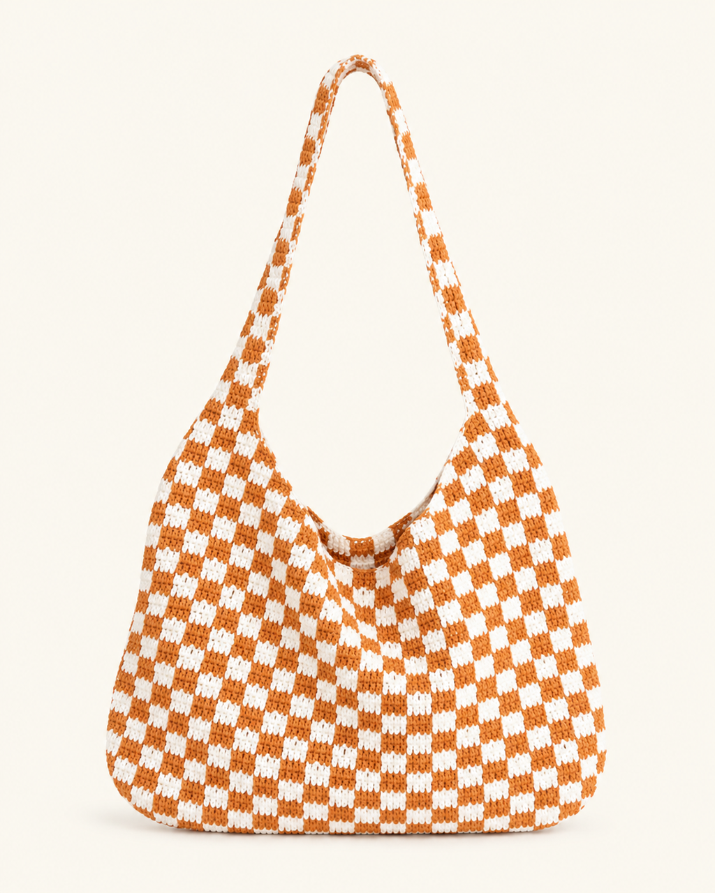 Checkered Crochet Shoulder Bag