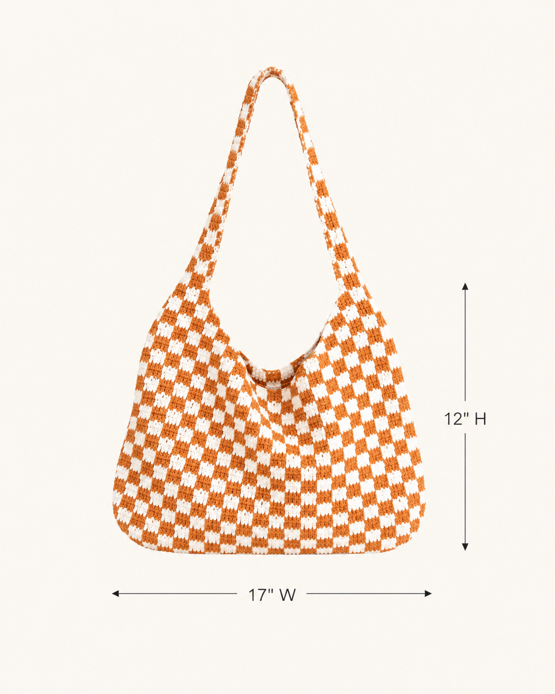 Checkered Crochet Shoulder Bag