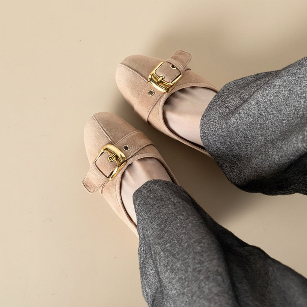 Women's Round Toe Low-Cut Office Heels – Casual Mid-Heel Shoes