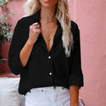 Simple Button Front Shirt, Elegant Long Sleeve Shirt Tops