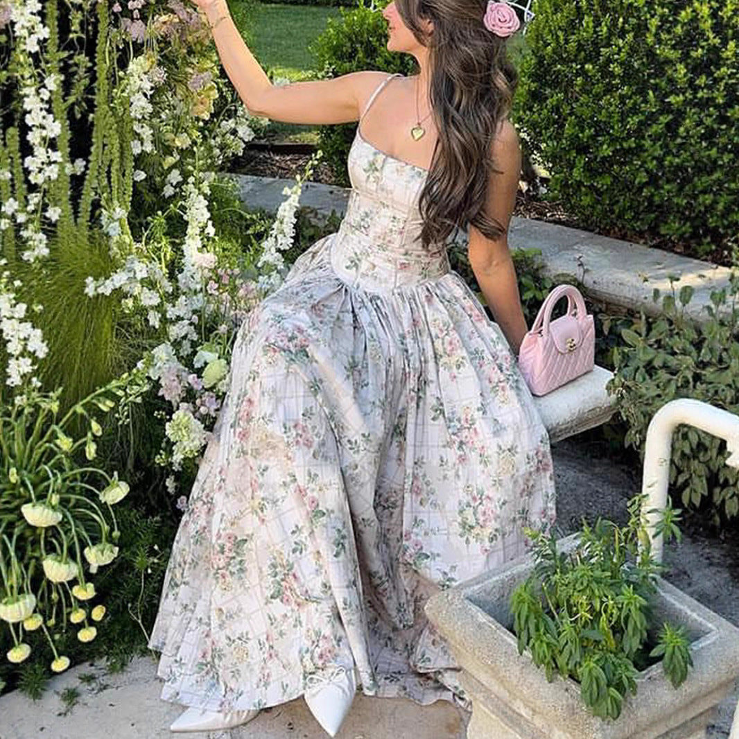 Printed Strapless Backless Maxi Dress – Fitted Long Dress