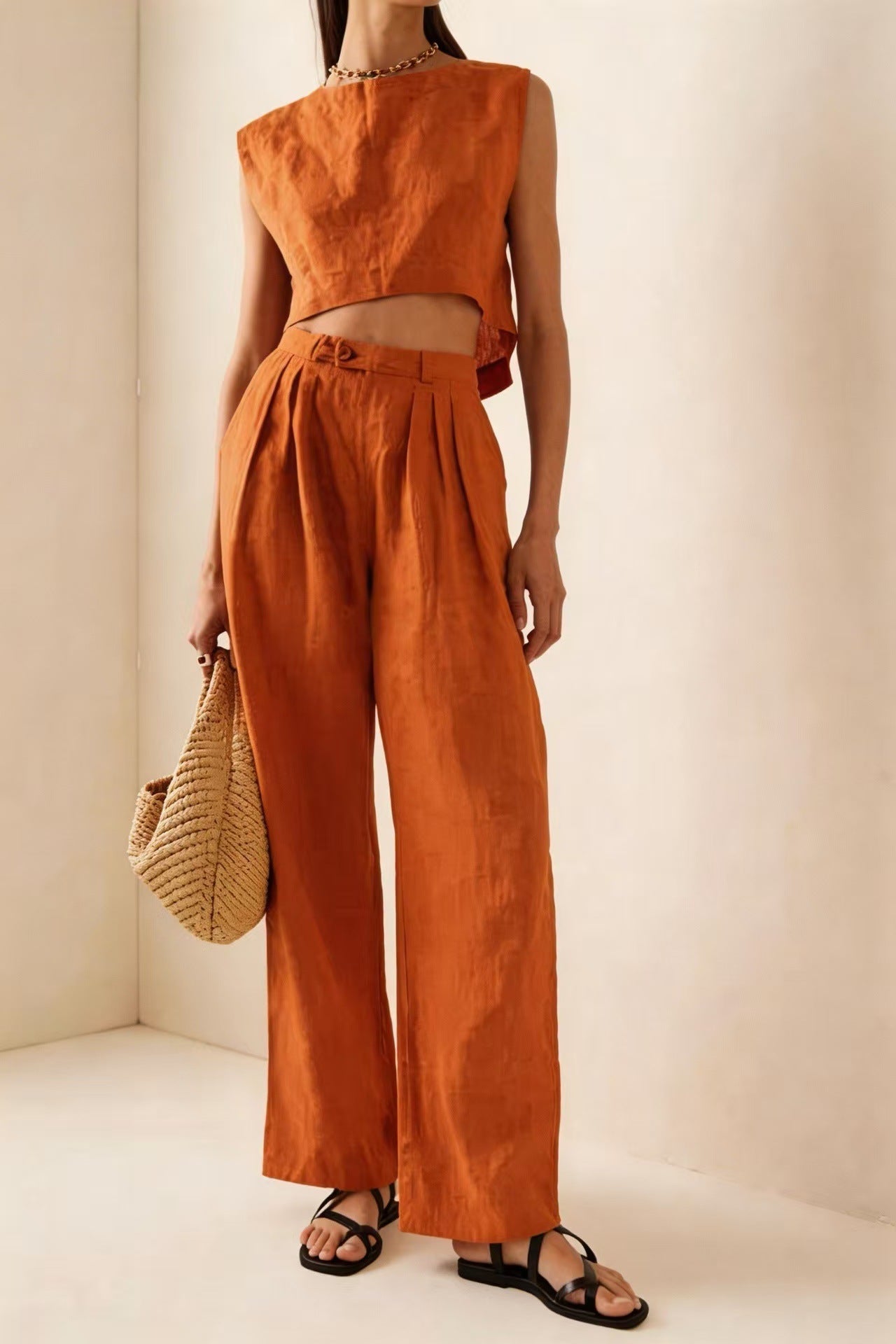 Women's Crew-Neck Loose Casual Two-Piece Set – Breathable T-Shirt & Pants
