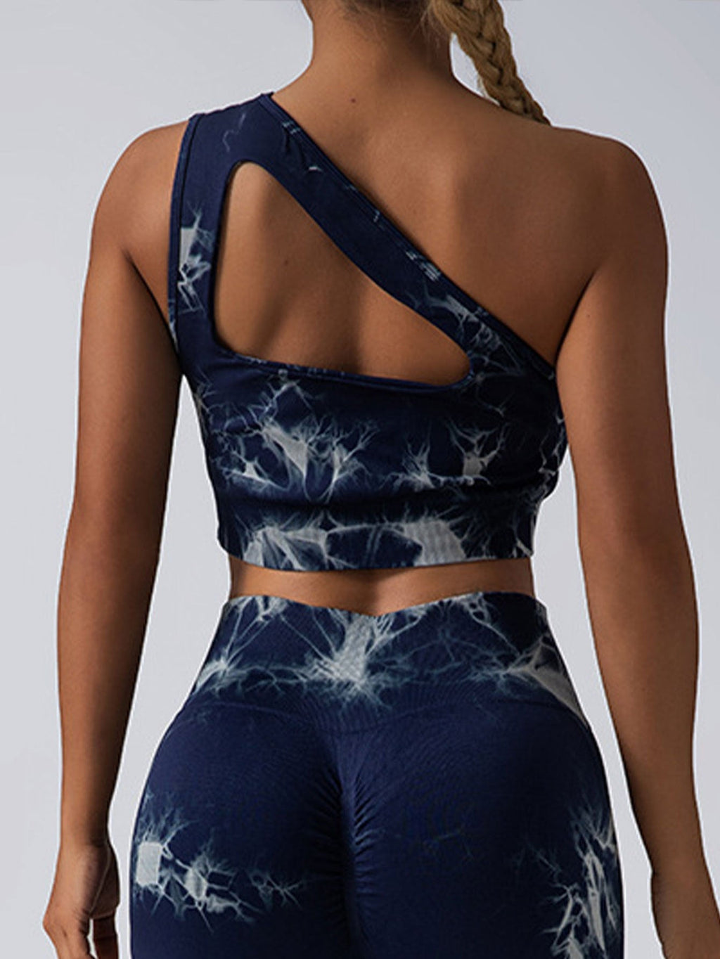Seamless One-Shoulder Bra & Scrunch Leggings Set - High Waisted Yoga Pants
