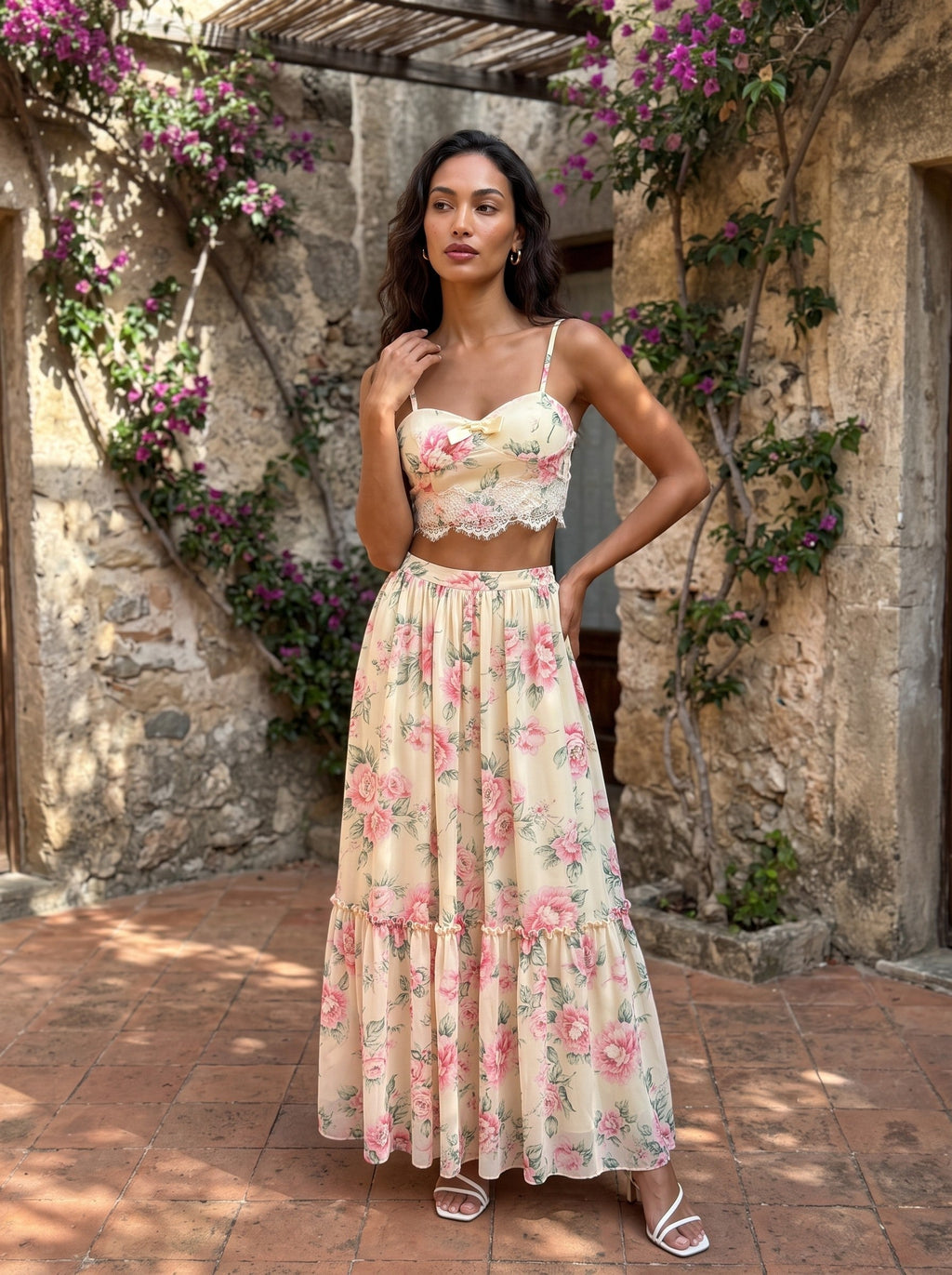 Whisper of Pastel Roses Two Pcs Set