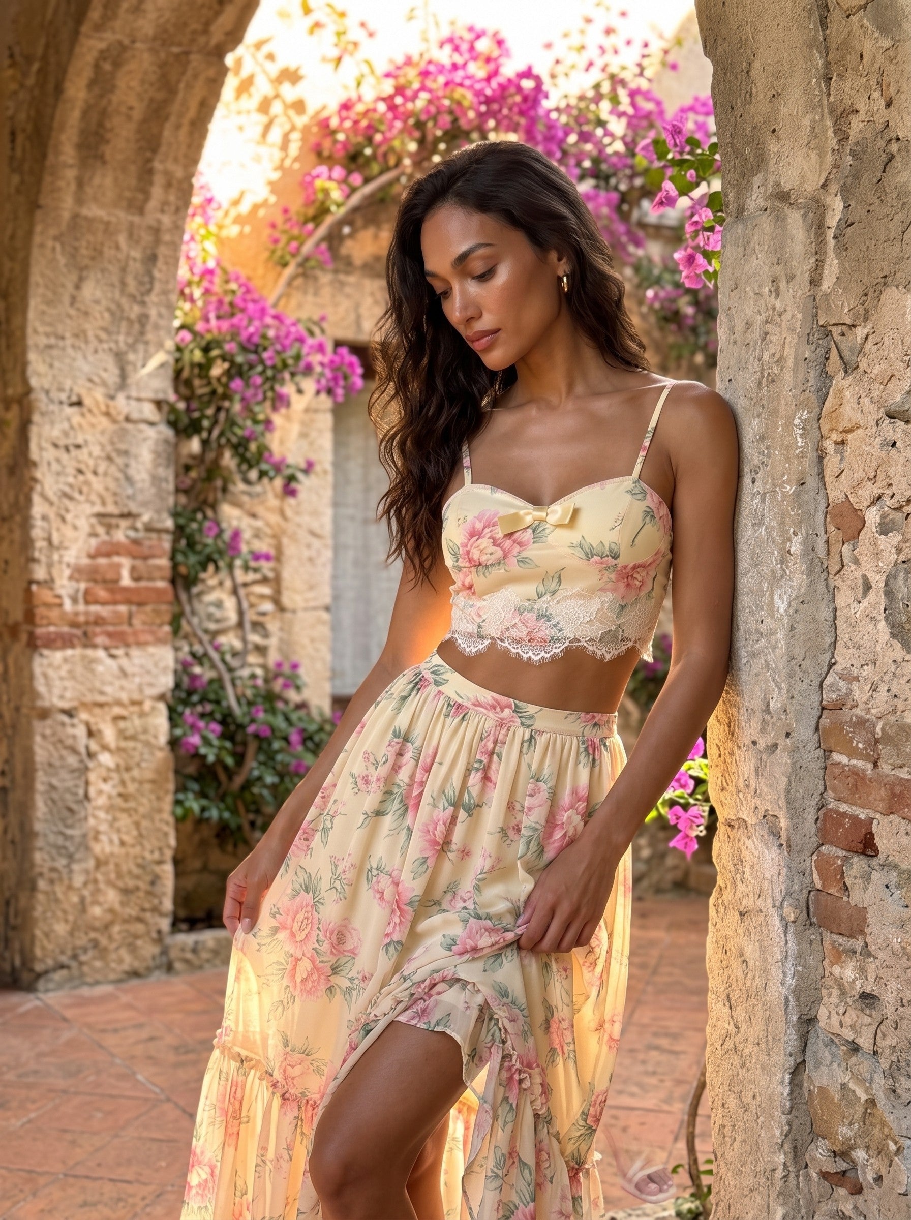 Whisper of Pastel Roses Two Pcs Set