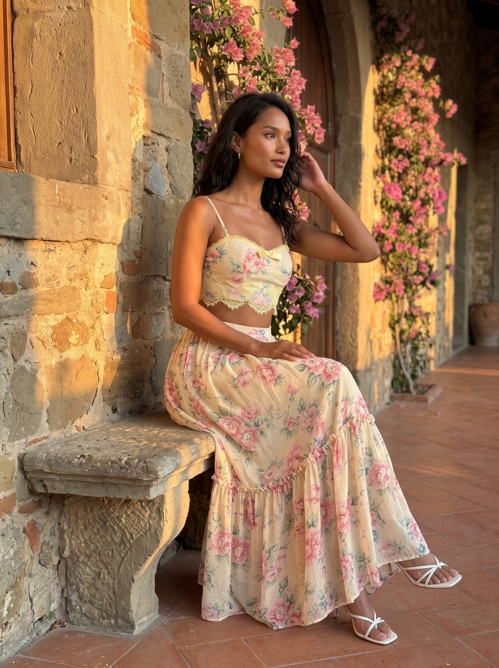 Whisper of Pastel Roses Two Pcs Set