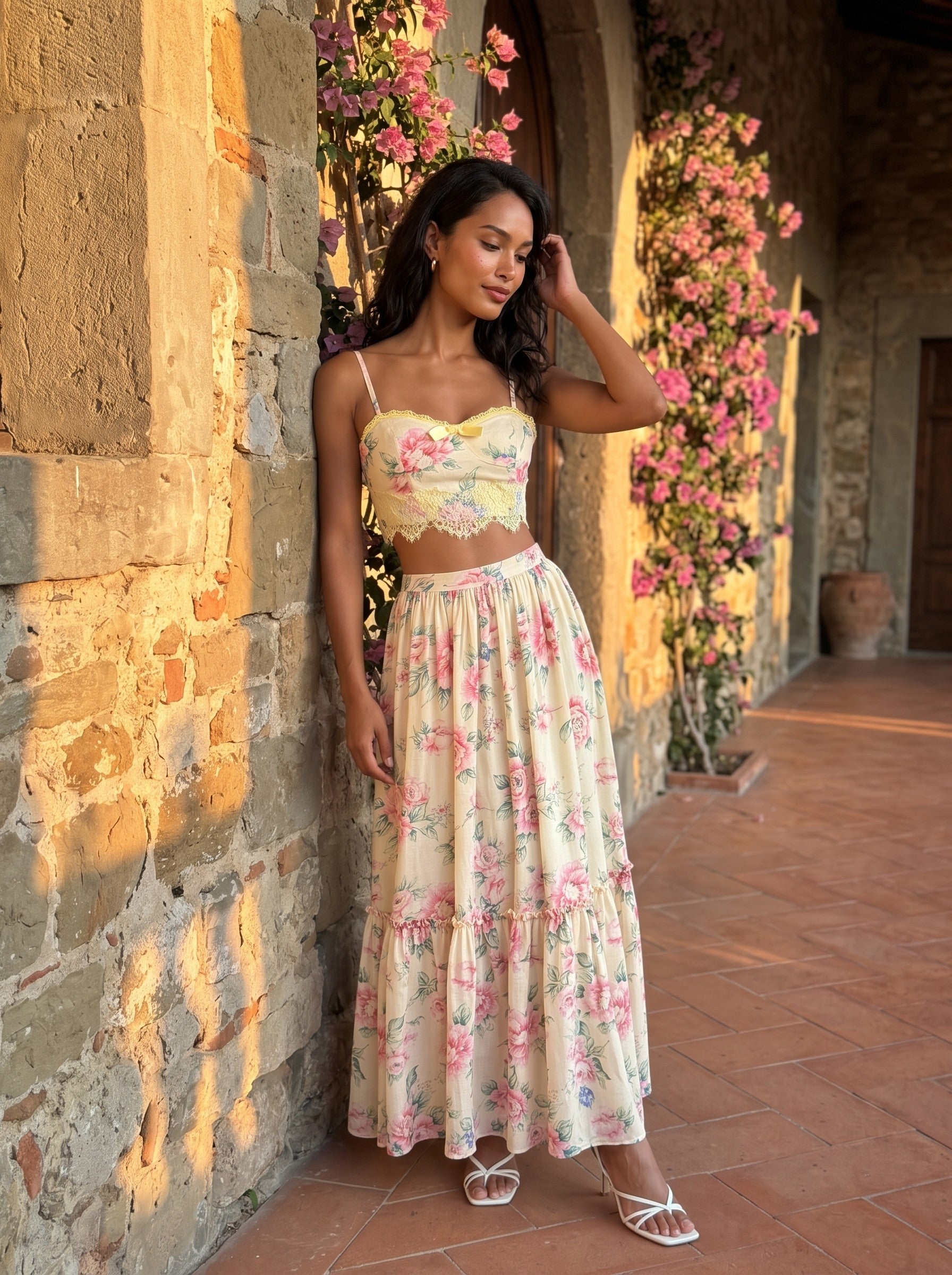 Whisper of Pastel Roses Two Pcs Set