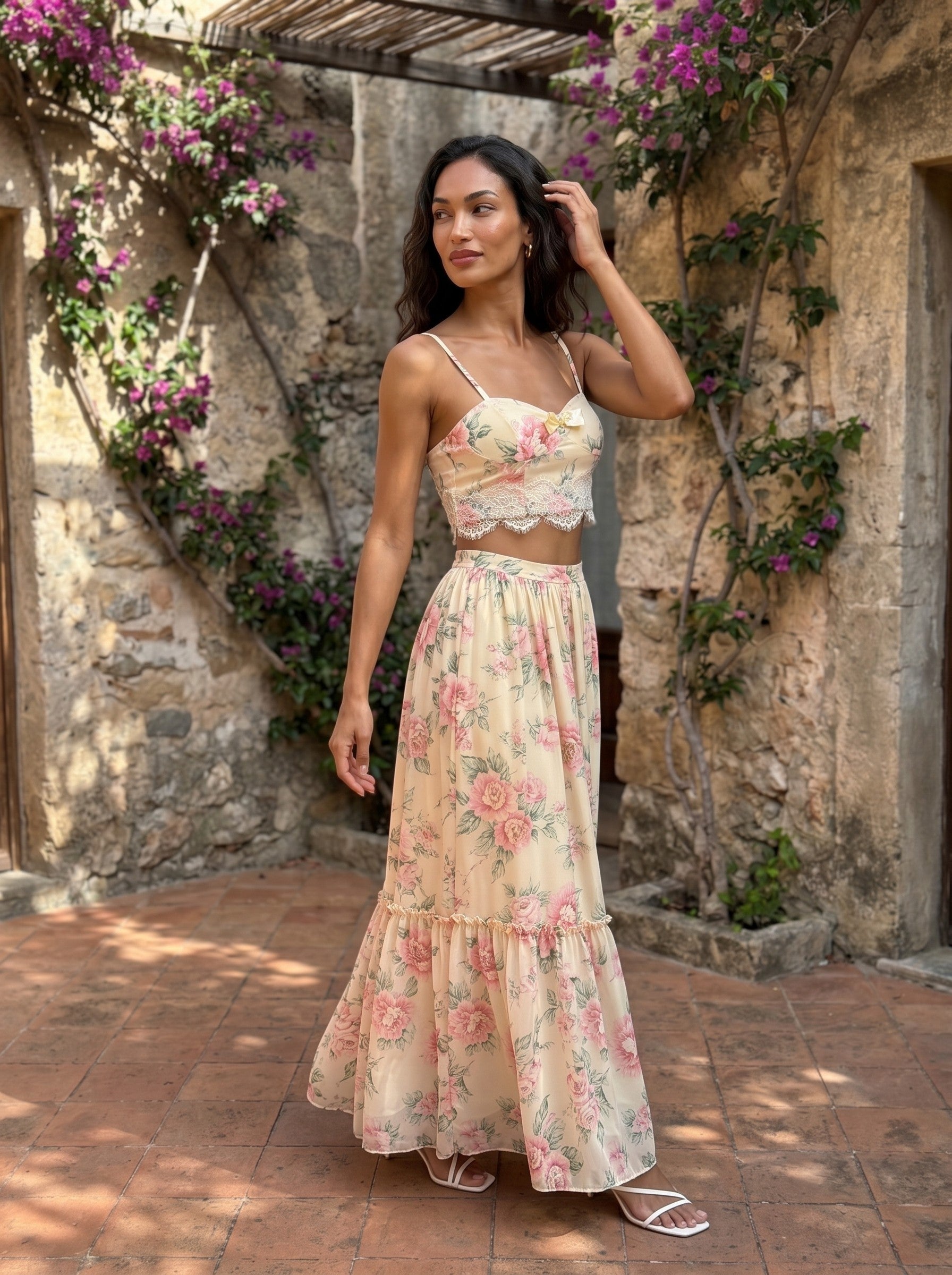 Whisper of Pastel Roses Two Pcs Set