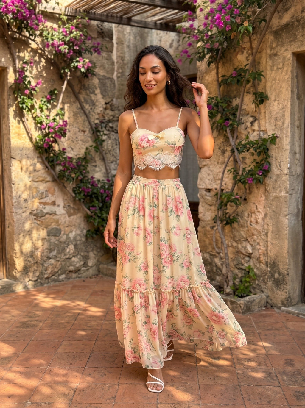 Whisper of Pastel Roses Two Pcs Set