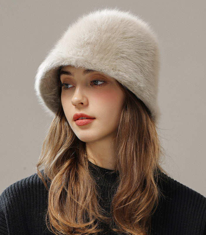 Women’s Real Rabbit Plush Hat – Big Head Circumference Warm Winter Hat