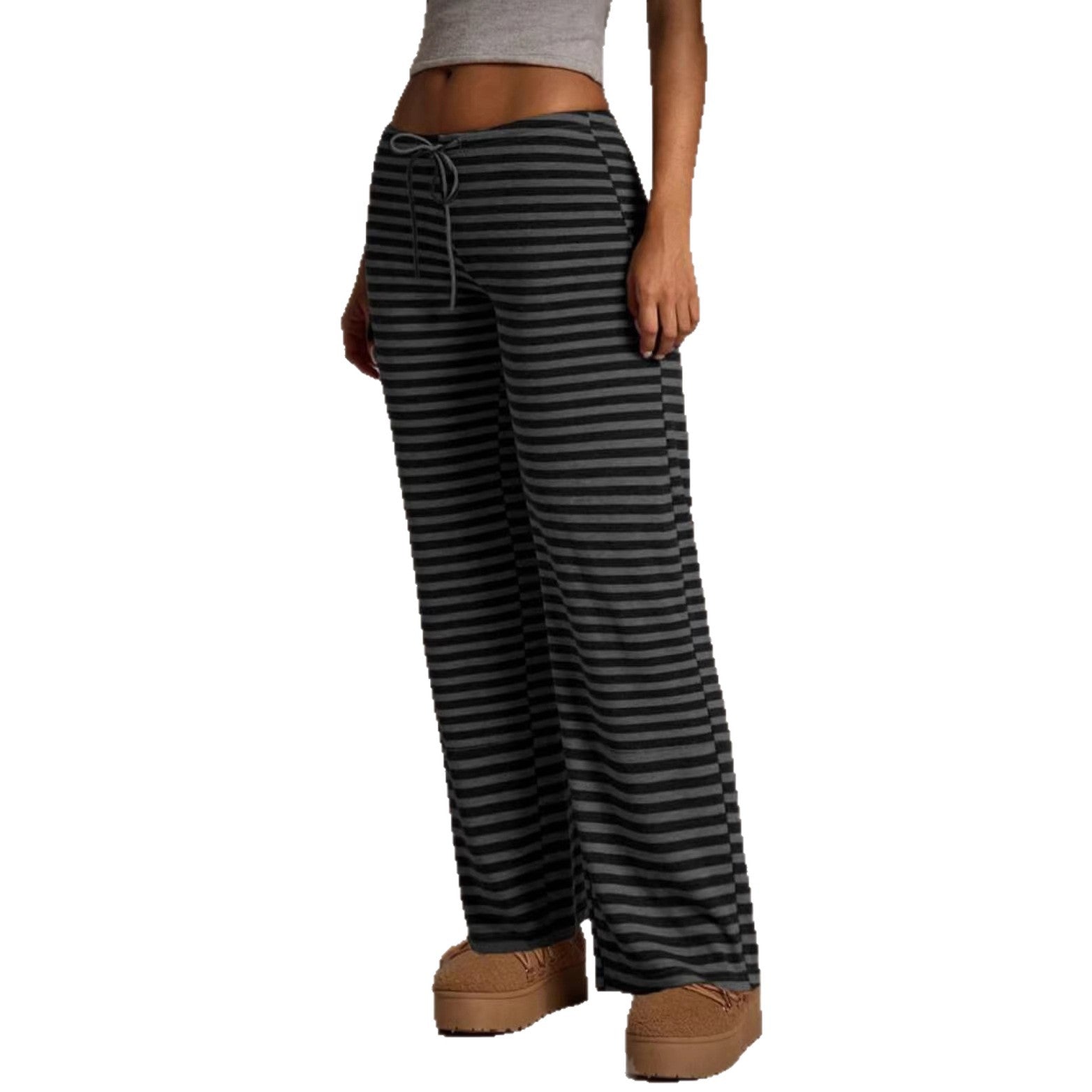 Women’s Striped Wide Leg Flared Casual Pants