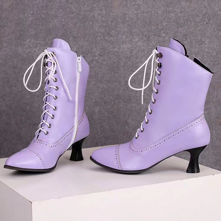 Women’s High Heel Martin Boots – British Style Motorcycle Fashion