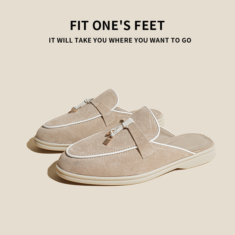 Tassel Button Cowhide Loafers – British Style Wedge Slip-On