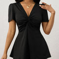 Women's V-neck Temperament Versatile Solid Color sleeved shirt top