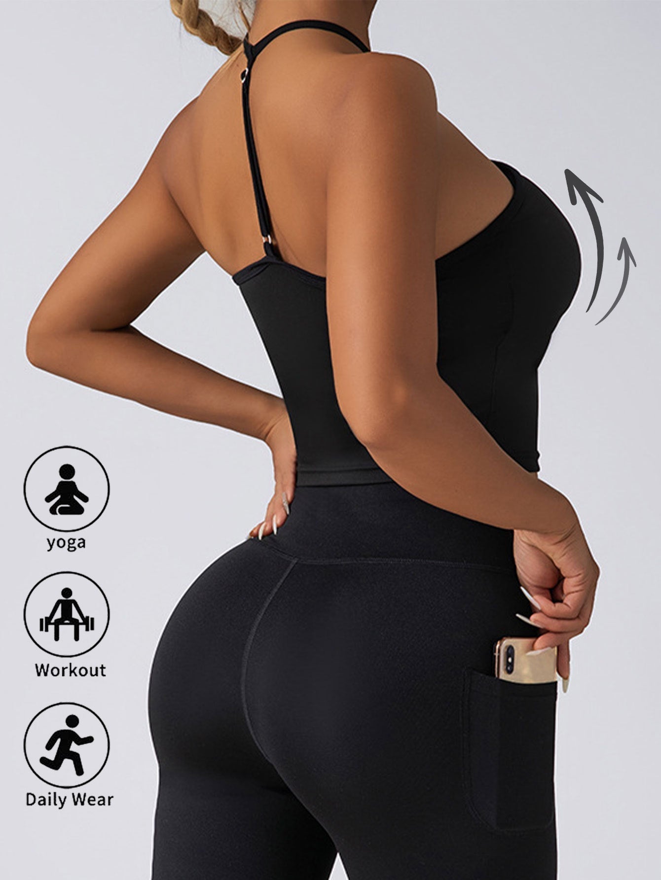 Padded Crop Top Push Up Sports Bra – Seamless Supportive Gym Tank for Women