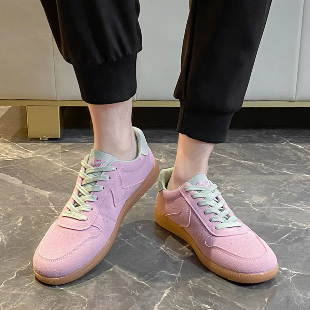 Round Toe Lace-Up Sneakers – Casual Flat Mesh Shoes