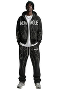 PANTHEON French Terry Long Sleeve Crop Top Full Zip Hoodie