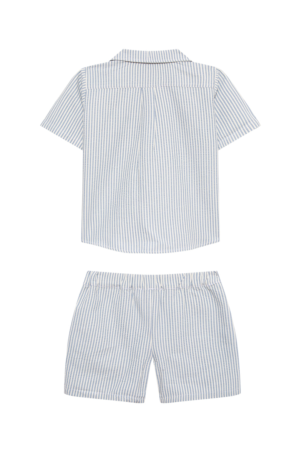 Damian Blue/White Striped Kids Shirt & Shorts Set