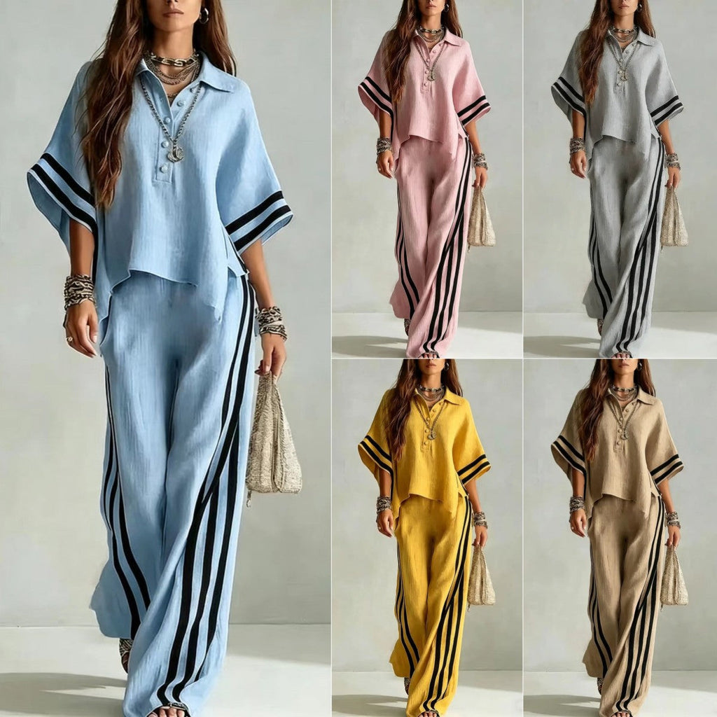 Women's Short-Sleeve Shirt & Loose Pants Two-Piece Set