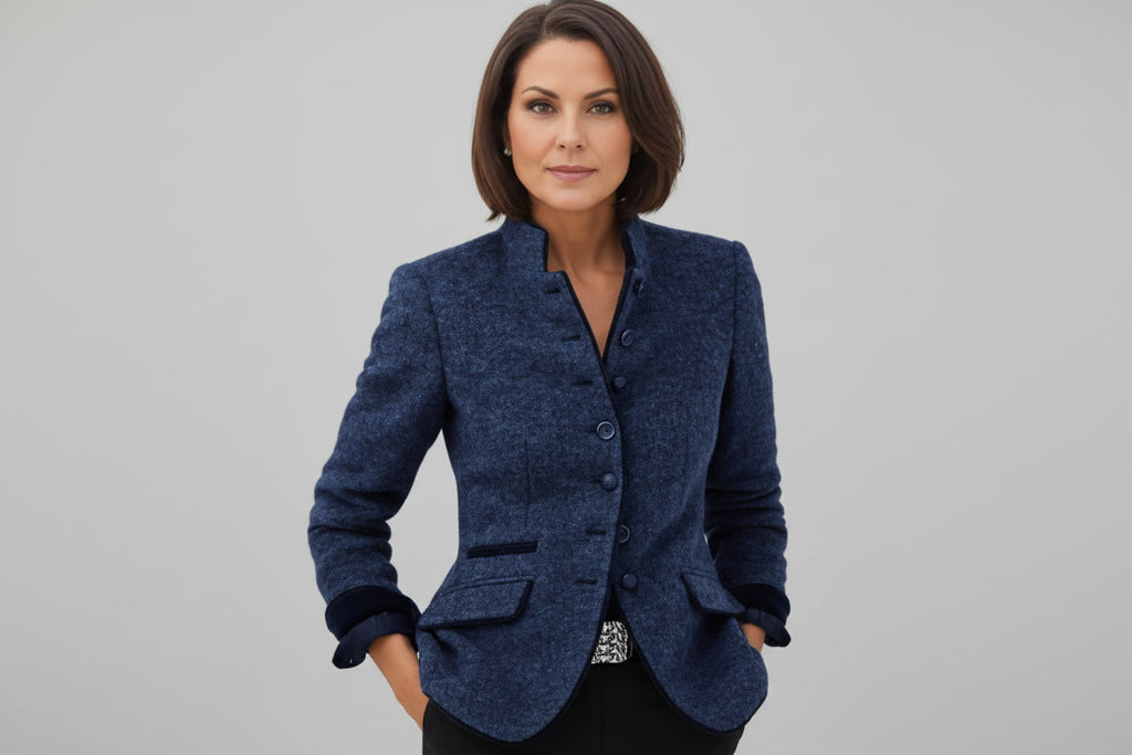 Women’s Color-Block Woolen Jacket – Multi-Button Casual Elegant Coat
