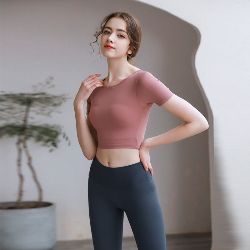 Tight Fit Yoga Top With Chest Pad Beauty Back Breathable