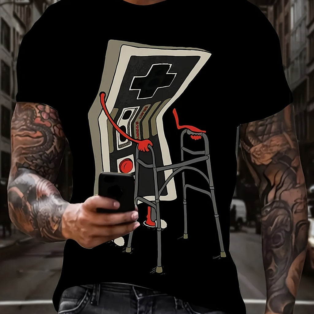 Game Controller Graphic Shirt for Men – Plus Size Streetwear Tee