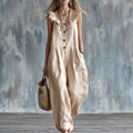 Women's Sleeveless Button-Down Tank Jumpsuit