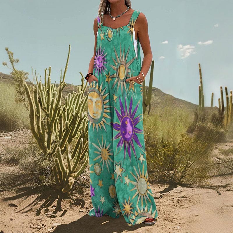 Women’s Square-Neck Floral Sleeveless Jumpsuit
