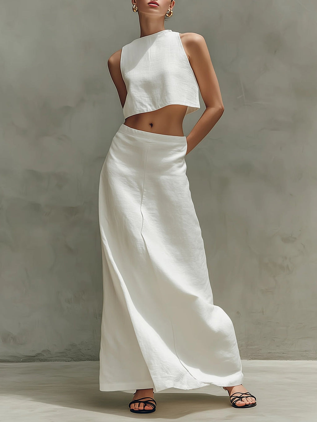 Women's Sleeveless Slimming Maxi Dress Two-Piece Set