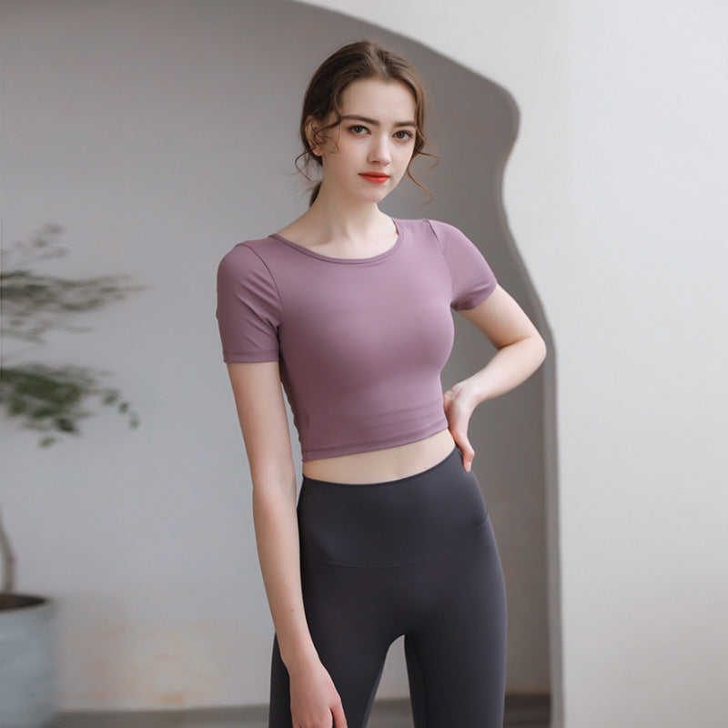 Tight Fit Yoga Top With Chest Pad Beauty Back Breathable