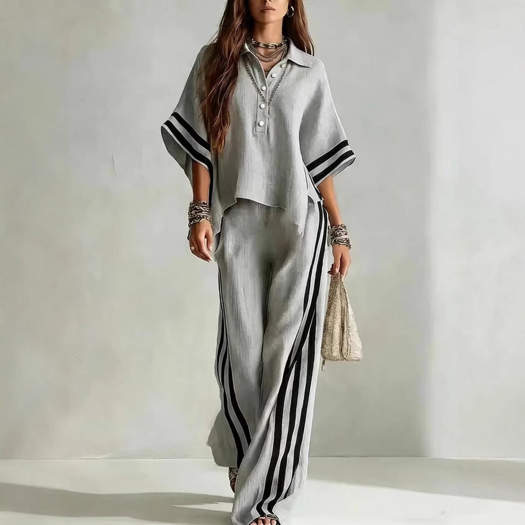 Women's Short-Sleeve Shirt & Loose Pants Two-Piece Set