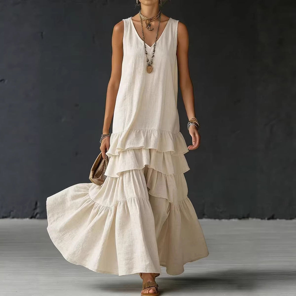 Women's Ice Silk Sleeveless Loose Maxi Dress – 6 Colors S–5XL