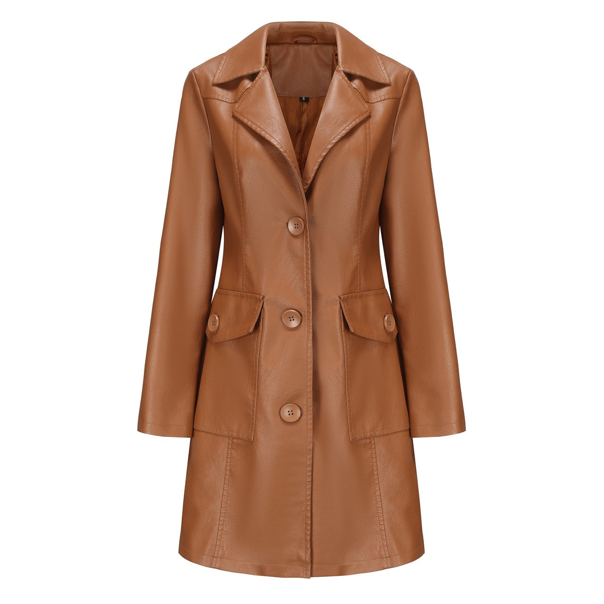 Women’s Long Leather Trench Coat – Fashion Outerwear