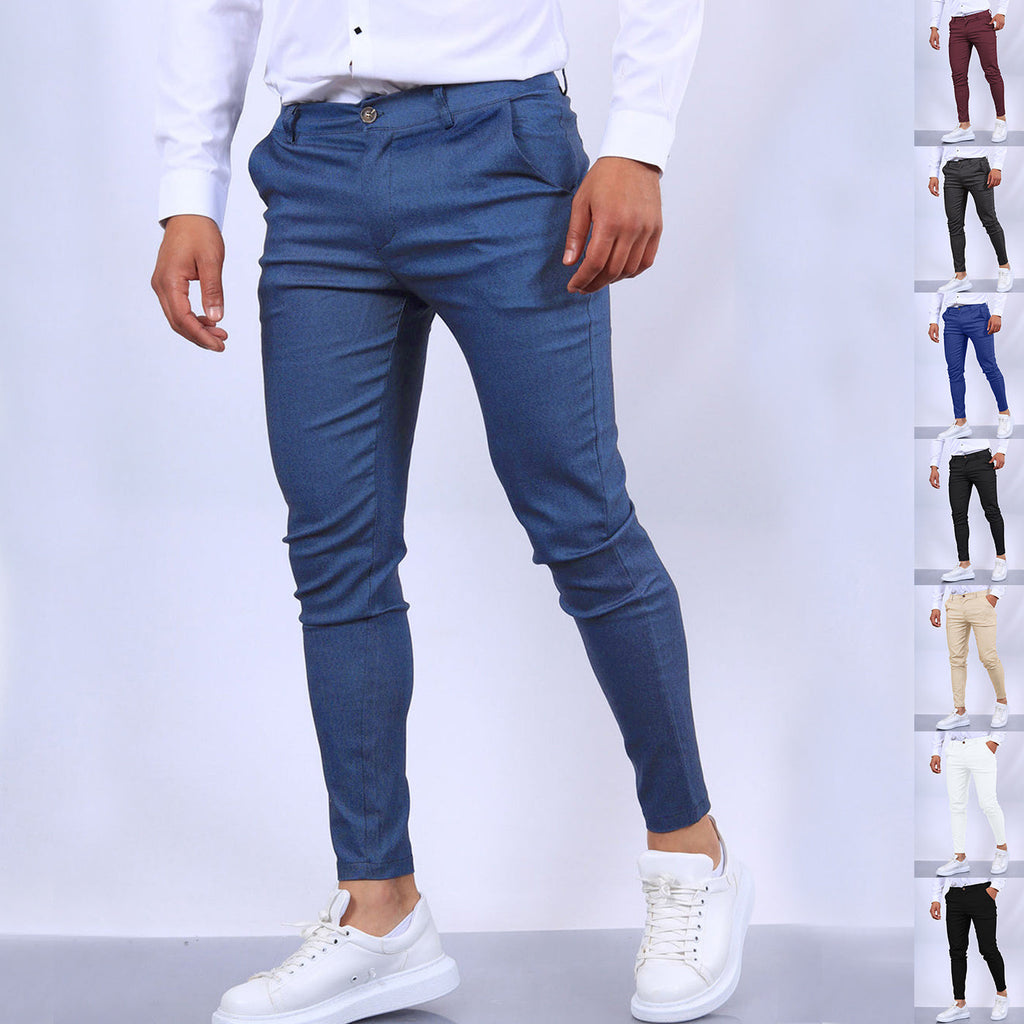 👔 Men's Slim Fit Button Trousers – Versatile Office & Casual Wear