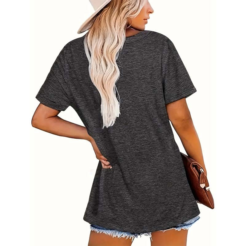 Print Crew Neck T-shirt, Casual Short Sleeve Top