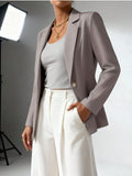 Women's Slim Fit Lapel Collar Long-Sleeve Blazer – Waist-Cinched