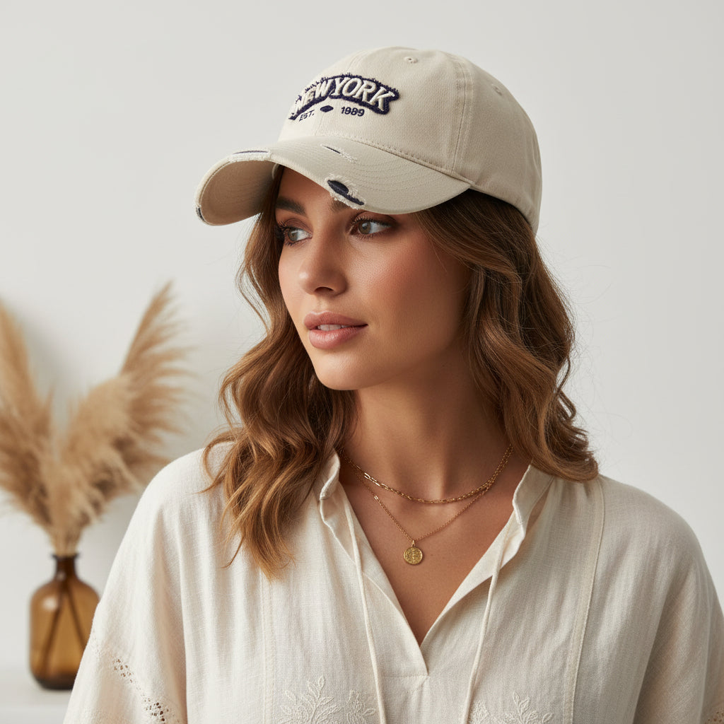 Embroidered Letter Denim Baseball Cap – Soft Crown