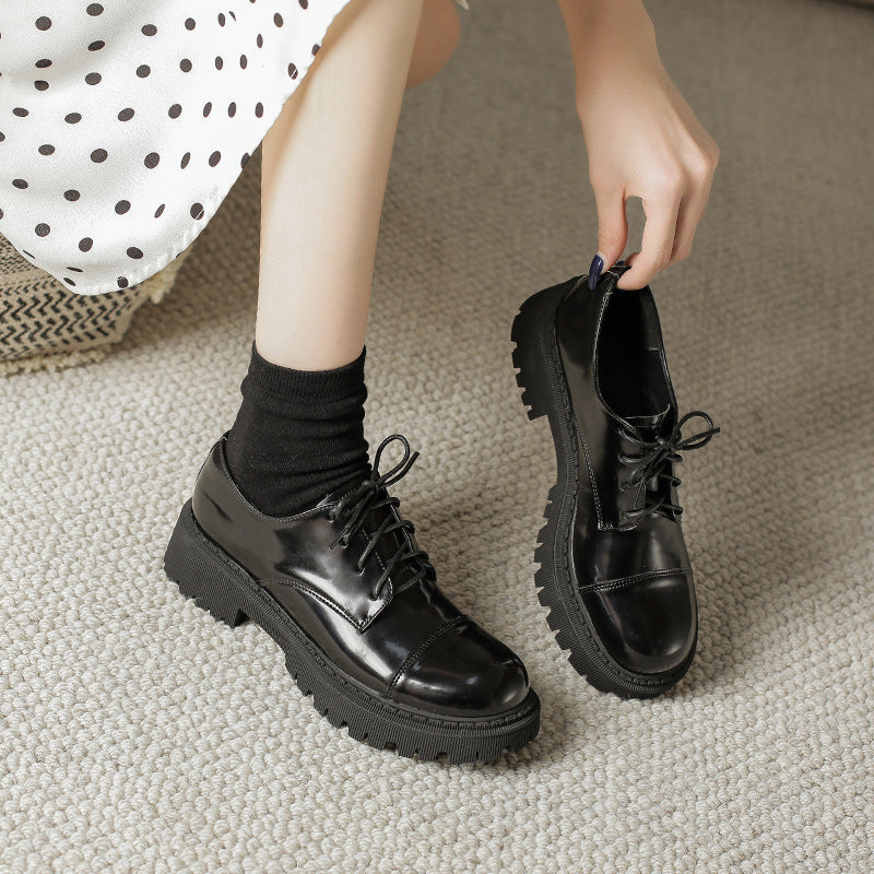Women’s Solid-Color Retro Slip-On Platform Shoes
