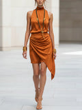 Women's Double-Layer Asymmetrical Hem Mini Skirt