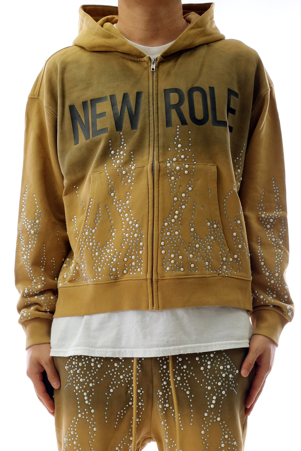 HUSK French Terry Long Sleeve Crop Top Full Zip Hoodie