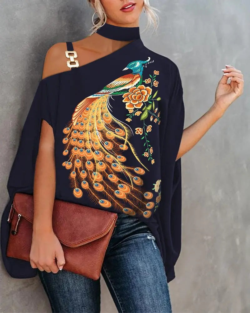 Women's V-Neck Printed Off-Shoulder Vest Top | 6 Prints S–XXL