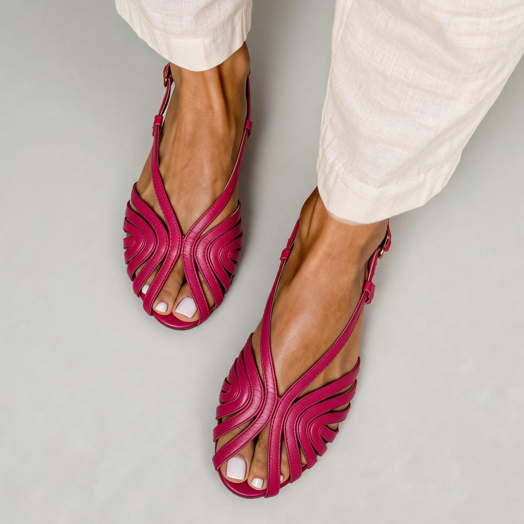 Low Heel Fish Mouth Strap Beach Sandals for Women – Casual Flat Buckle Sandal