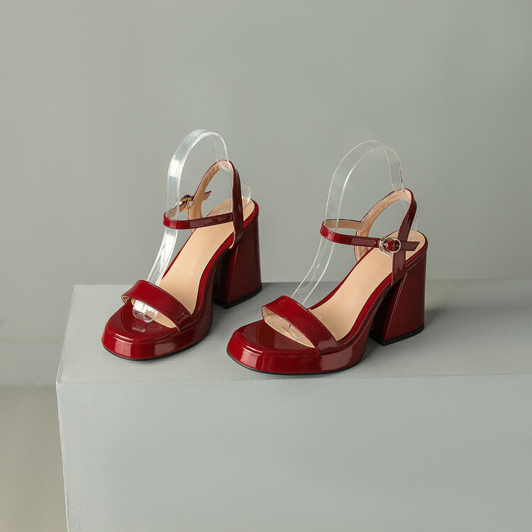 Women's Round Toe Chunky Heel Sandals – Buckle Strap Block Heel