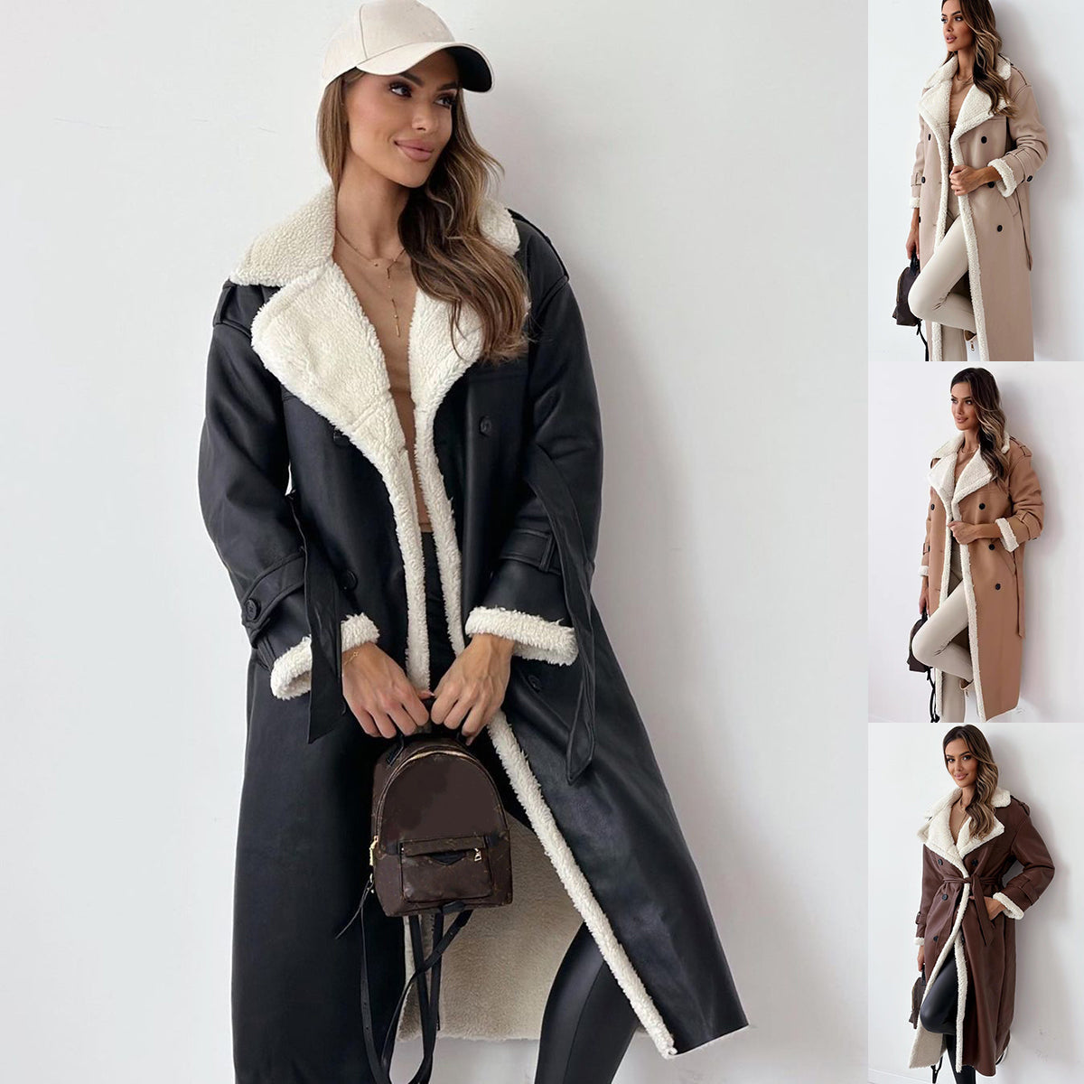 Women’s Belted Double-Breasted Winter Trench Coat